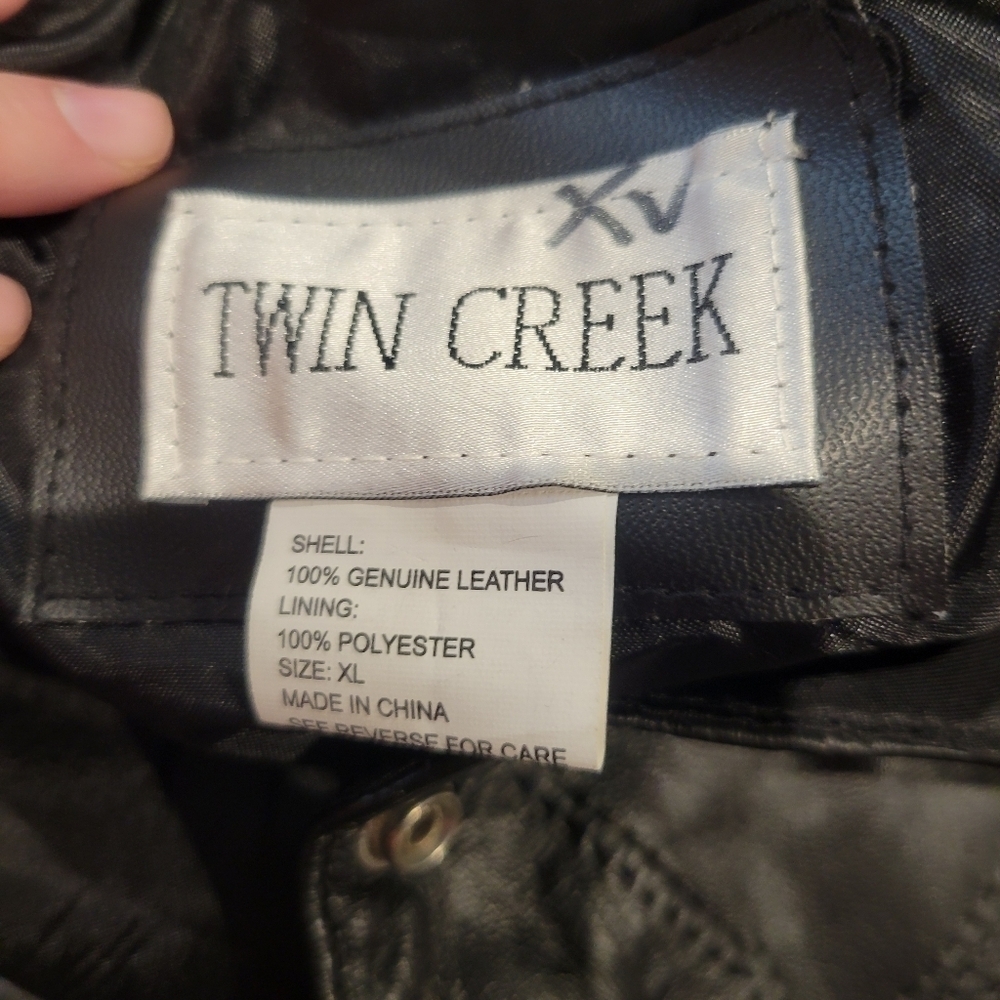 Twin Creek Mens Size Xl Black Biker Leater Vest - Picture 5 of 6